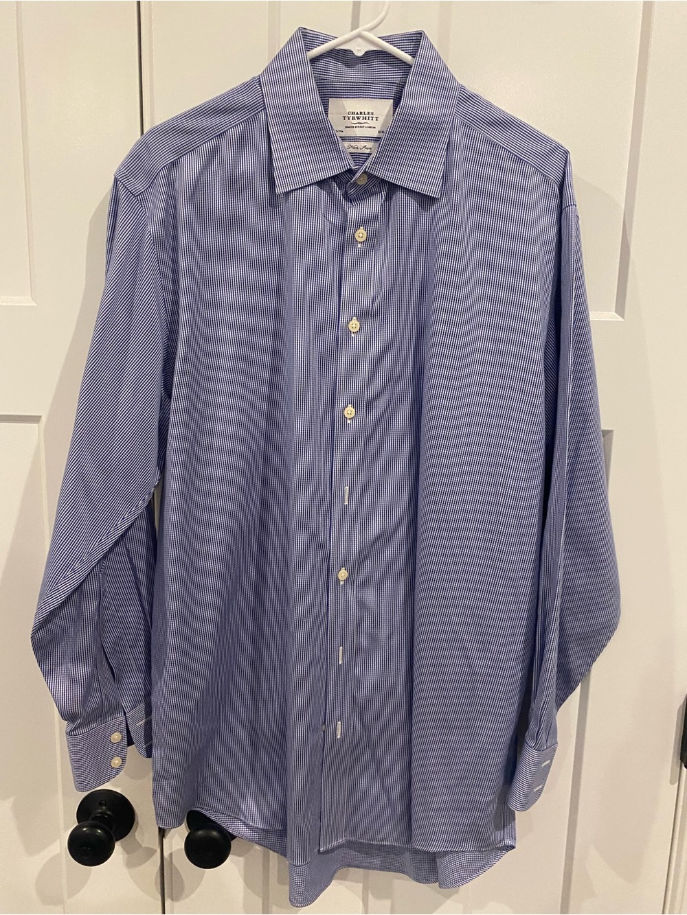 Charles Tyrwhitt Blue Micro Pinstriped Men's Dress Shirt